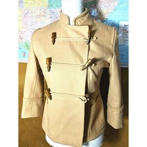 Troy Smith D-Collection Youth Tan Jacket Military Style Pea Coat Size Small EUC